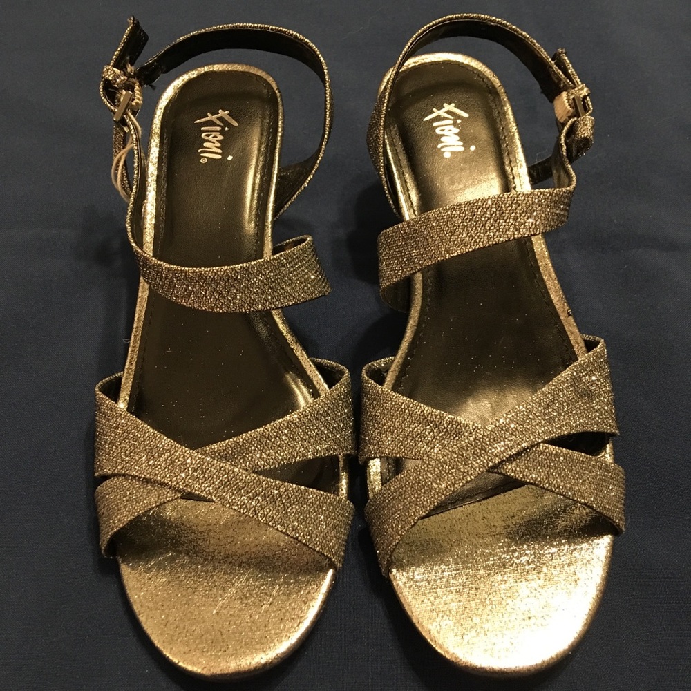 Silver glitter kitten heel shoes